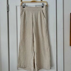 Wide Leg Cropped Linen Blend Pants